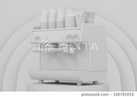 Abstract scene or podium with espresso coffee machine on monochrome 108785058
