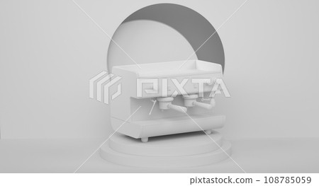 Abstract scene or podium with espresso coffee machine on monochrome 108785059