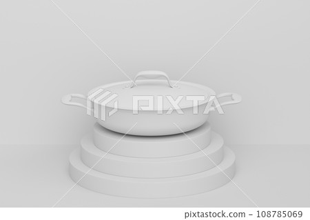 Abstract scene or podium with stewpot on monochrome background. Abstract scene or podium with stewpot on monochrome background. 108785069
