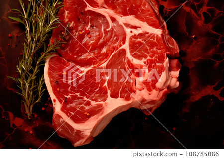 Raw veal beef meat steaks like chateau mignon, t-bonnet, tomahawk, striploin, tenderloin, tenderloin, new york steak. 108785086