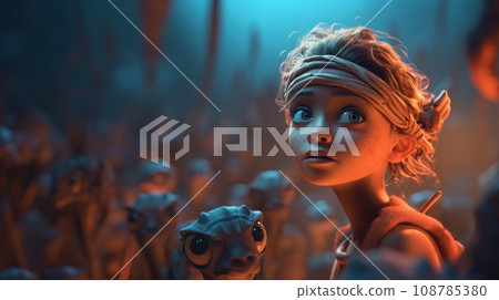 The little girl and her small pet monsters, AI The little girl and her small pet monsters, AI 108785380