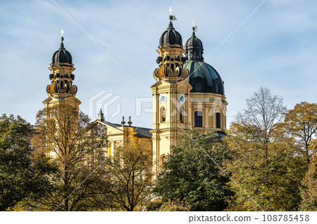 Autumn view of the Theatine Church of St. Cajetan in Munich, Germany 108785458