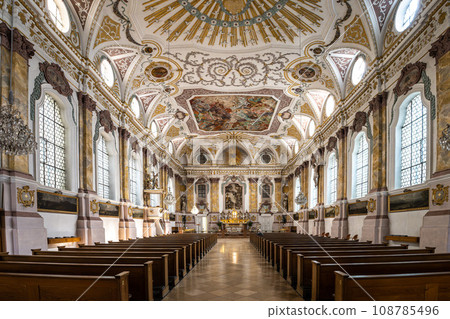 Interior of the Buergersaalkirche, Citizen's Hall Church at Munich, Germany. It was built in 1709 108785496
