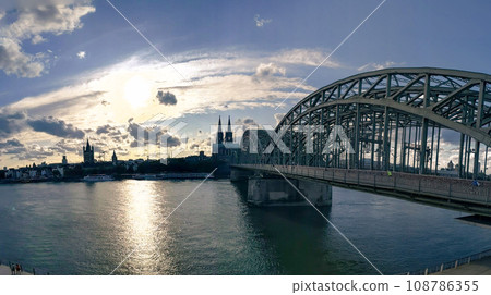 Evening view of Cologne, sunset in the old city Evening view of Cologne, sunset in the old city 108786355
