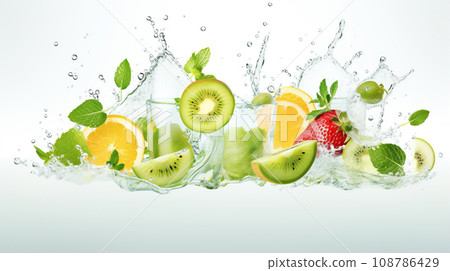 A lively banner illustrating fresh smoothies 108786429