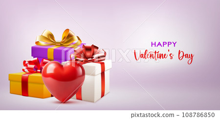 Valentine's day illustration with gift boxes Valentine's day illustration with gift boxes 108786850