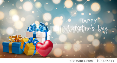 Valentine's day illustration with gift boxes 108786854