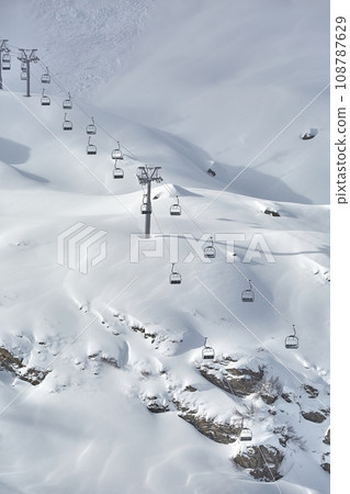 Skiing slopes from the top 108787629