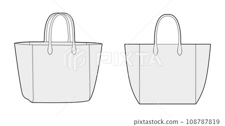 XL Tote Bag silhouette. Fashion accessory technical illustration. Vector satchel front 3-4 view for Men, women, unisex XL Tote Bag silhouette. Fashion accessory technical illustration. Vector satchel front 3-4 view for Men, women, unisex 108787819