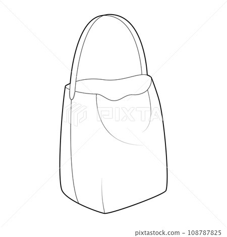 Slouchy Tote bucket silhouette bag. Fashion accessory technical illustration. Vector satchel front 3-4 view for Men 108787825