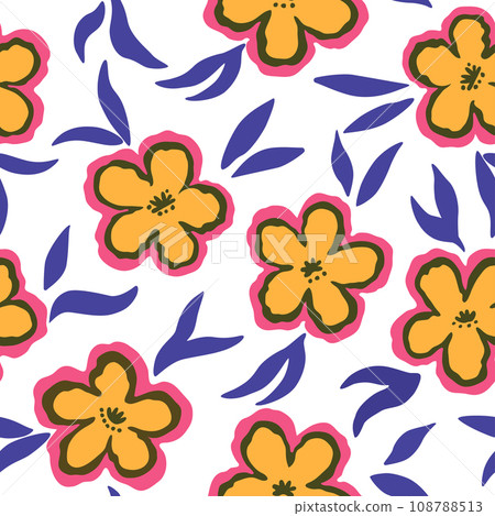 Seamless pattern with doodle floral elements. Vector illustration Seamless pattern with doodle floral elements. Vector illustration 108788513