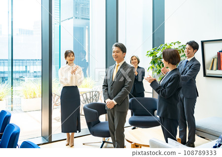 Business person applause rejoice Business person applause rejoice 108789333