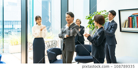 Business person applause rejoice Business person applause rejoice 108789335