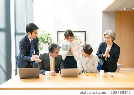 business teamwork joyful applause business teamwork joyful applause 108789341