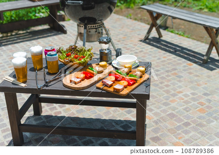 BBQ ingredients lined up 108789386