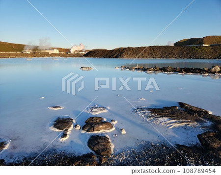 Blue Lagoon geothermal baths near Gridavik, Iceland on clear sunny afternoon. 108789454