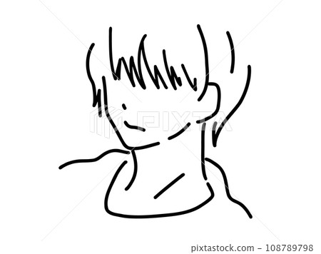 Simple line drawing of a cool man / hand-drawn illustration material Simple line drawing of a cool man / hand-drawn illustration material 108789798