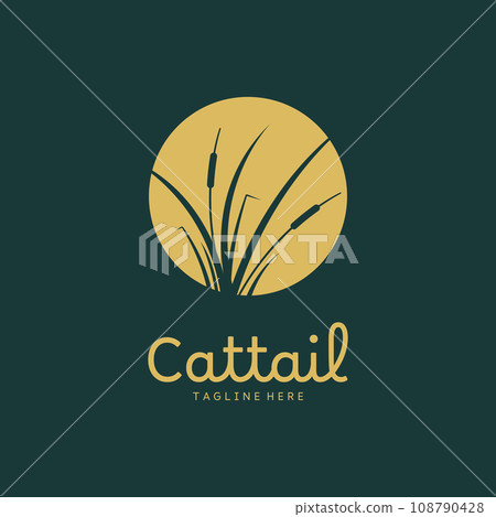 Cattail Grass Logo Template Vector Illustration 108790428