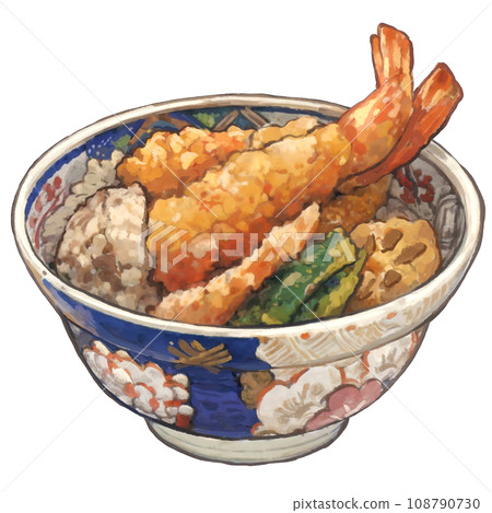 脆皮蝦和蔬菜天婦羅碗插圖 脆皮蝦和蔬菜天婦羅碗插圖 108790730
