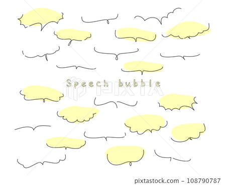 一組手寫的語音氣泡黃色 108790787