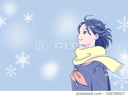 Profile of a motivated female student in the snow Profile of a motivated female student in the snow 108790927