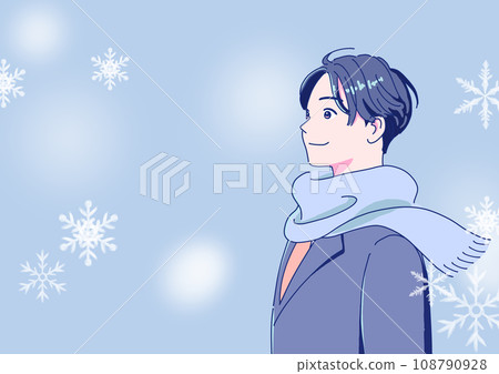 Profile of a positive male student in the snow 108790928