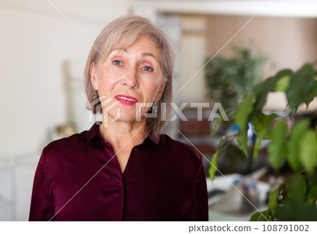Portrait of positive elderly business woman in office Portrait of positive elderly business woman in office 108791002
