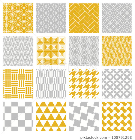 Gold and silver Japanese pattern swatches (16 types) 108791298