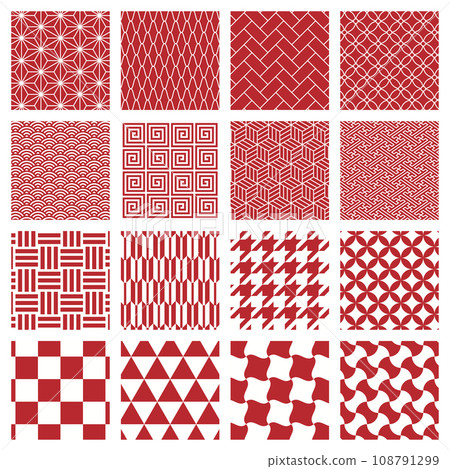 Madder Japanese pattern swatches (16 types) Madder Japanese pattern swatches (16 types) 108791299