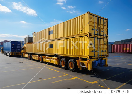Containers Cargo Ship at logistic hub. Generative AI Containers Cargo Ship at logistic hub. Generative AI 108791726