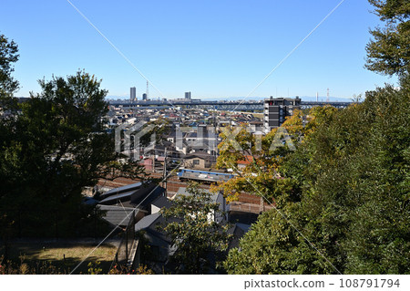 View from Tosadagaoka Historical Park, Mt. Fuji in the distance, Matsudo City, Chiba Prefecture 108791794