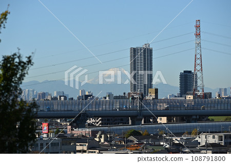 A distant view of Mt. Fuji from Tosadagaoka Historical Park, Matsudo City, Chiba Prefecture 108791800