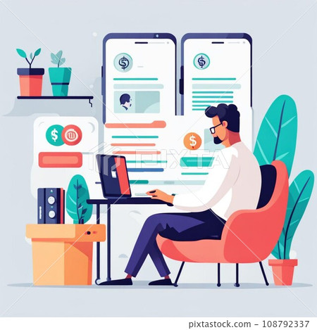 A man who manages assets online 108792337