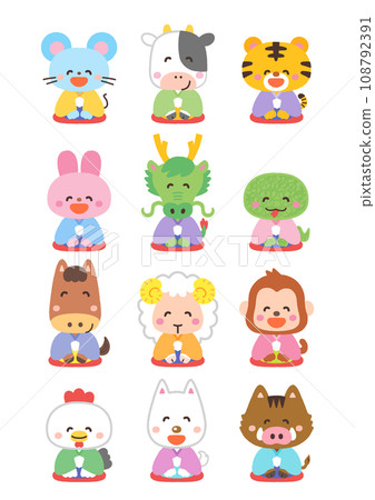 Cute zodiac illustration set Cute zodiac illustration set 108792391
