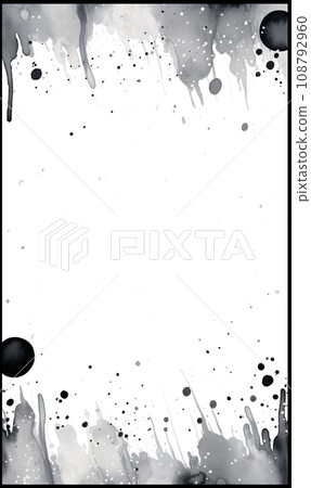 AI-generated content. Watercolor stylized frame in black colors on a white background 108792960