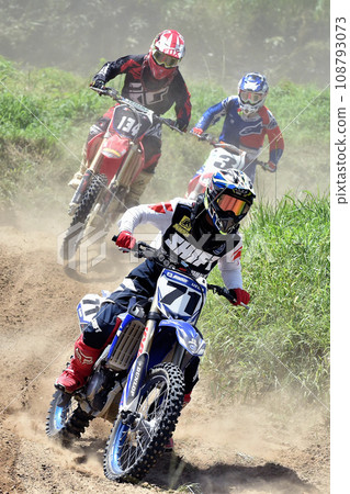 Motocross bike running at speed Motocross bike running at speed 108793073