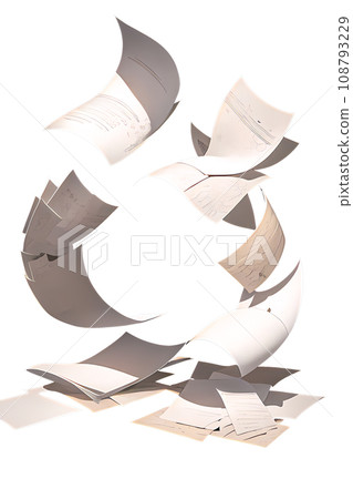 散落的文件在空中飛舞（背景透明） 108793229