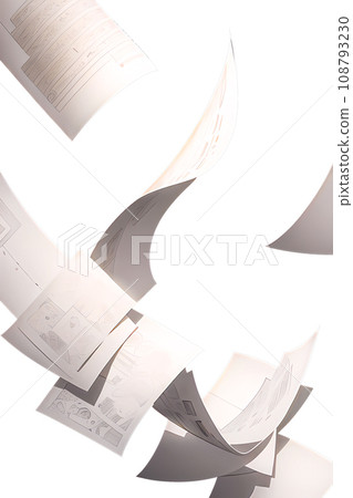散落的文件在空中飛舞（背景透明） 108793230