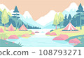 簡單的露營插畫（河邊） 108793271