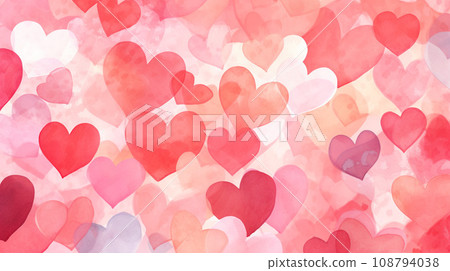 Watercolor style heart pattern graphic material Watercolor style heart pattern graphic material 108794038