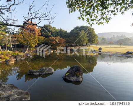 秋天的奈良公園三社信託池和春日野園地 秋天的奈良公園三社信託池和春日野園地 108794526