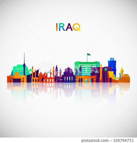 Iraq skyline silhouette in colorful geometric style.  108794751