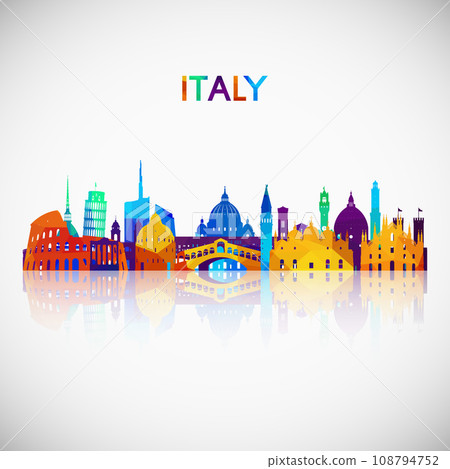 Italy skyline silhouette in colorful geometric style.  108794752