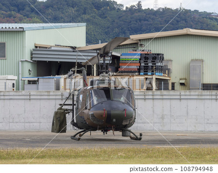 General-purpose helicopter UH-1J parked at Japan Ground Self-Defense Force Yao Garrison General-purpose helicopter UH-1J parked at Japan Ground Self-Defense Force Yao Garrison 108794948