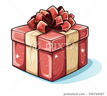 紅絲帶禮物盒AI圖像 108794987