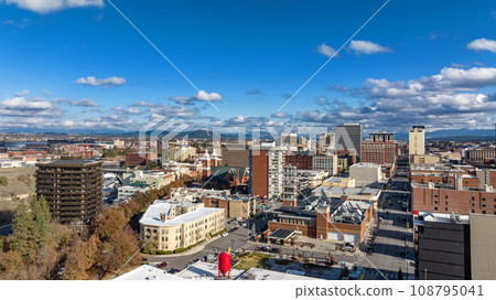 spokane downtown view aerial main street spokane downtown view aerial main street 108795041