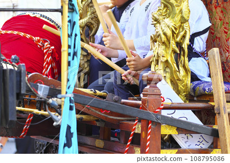 Takasaki City Takasaki Festival People riding on floats and beating drums Takasaki City Takasaki Festival People riding on floats and beating drums 108795086