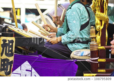 Takasaki City Takasaki Festival People riding on floats and beating drums Takasaki City Takasaki Festival People riding on floats and beating drums 108795809
