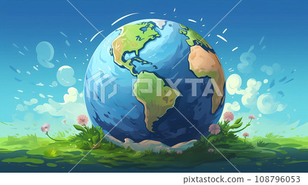 手绘卡通地球插画素材 手绘卡通地球插画素材 108796053