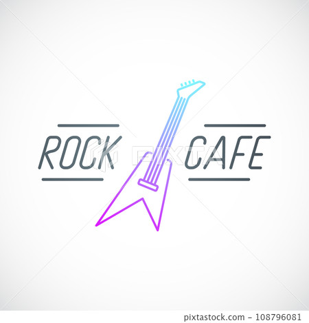 Rock guitar icon in thin line style. Rock guitar icon in thin line style. 108796081